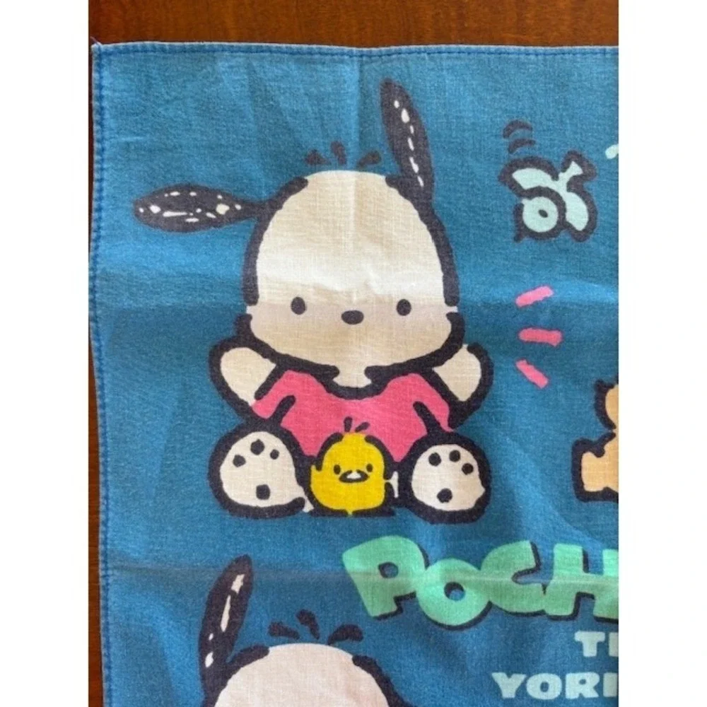 Vintage Sanrio Pochacco The Yorimichi Dog Blue Handkerchief Cotton‎ 11.5